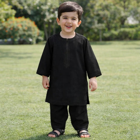 TBS - Cotton - Round Neck - Kurta Shalwar - Black - 26
