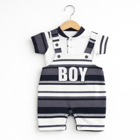 HY - 2 Pieces - Dungaree Set - Grey - Boy