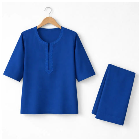 TBS - Cotton - Round Neck - Kurta Shalwar - Ocean Blue - 26