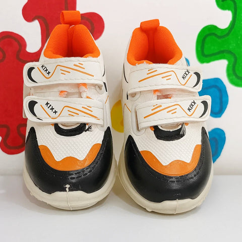Baby Shoe - Kixx - White & Orange