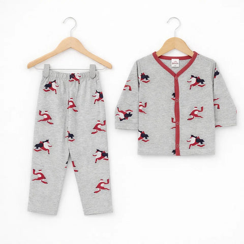 TBS - Cotton Jersey - Night Suit - Grey - Santa - 26