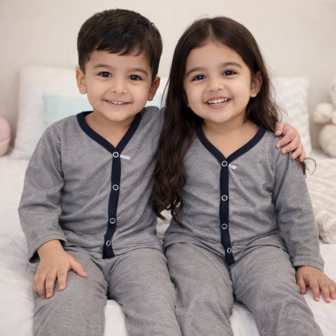 TBS - Cotton Jersey - Night Suit - Grey - Lines - 26