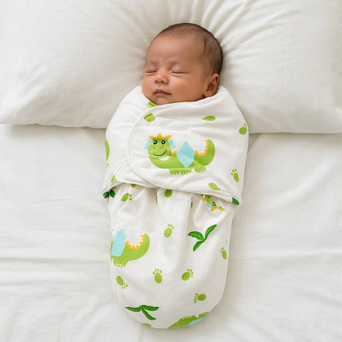 Aifeier - Plush Swaddle Wrap - Green Dino