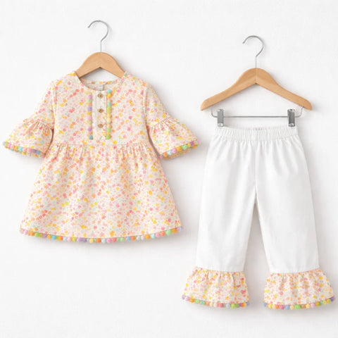 AG - 2 Pieces - Frock Set - Skin - Flower & Leaves
