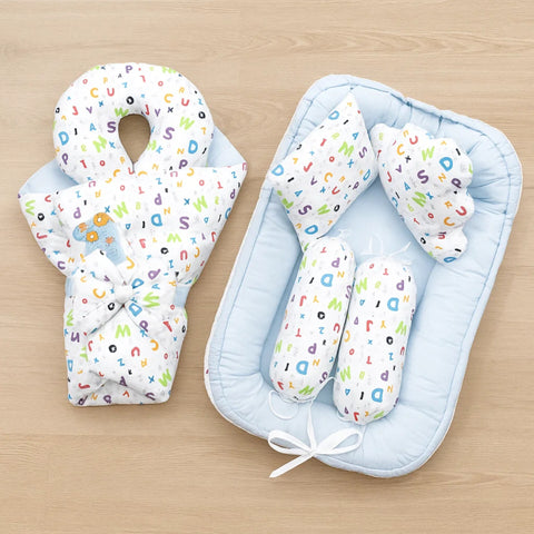 Velvet - 7 Pieces - Snuggle Bed - Blue - Alphabets - 25