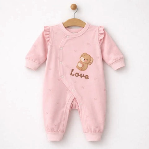 Everly Brooks - Cotton Interlock - Romper - Pink - Love