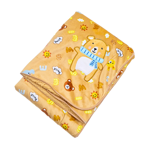 For Baby - Fur Blanket - Brown - Bear & Smile