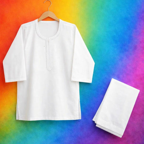 TBS - Cotton - Round Neck - Kurta Shalwar - White - 26